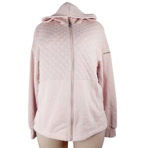 Columbia Women's Baby Pink Hart Mountain Quilted Hooded Full Zip Sweatshirt Sz L